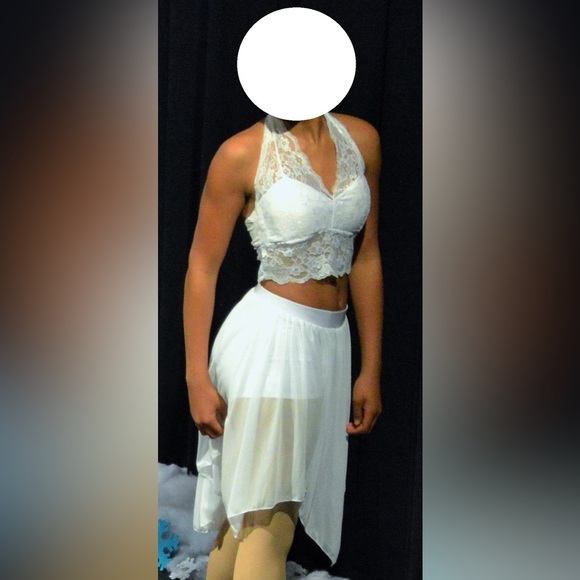 BeWicked White Lace Bra Halter Tops Dance Costume Piece - Picture 5 of 5